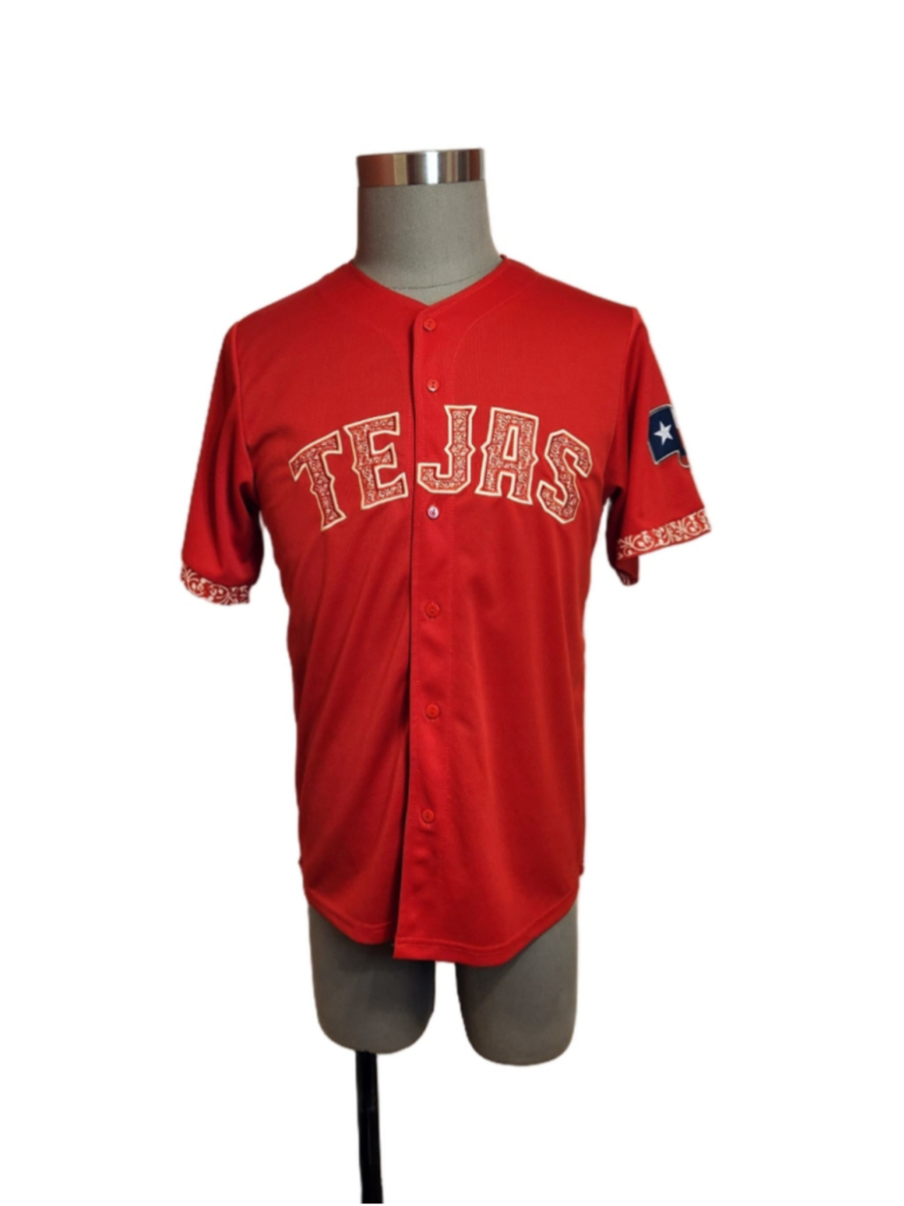 MLB Texas Rangers Tejas Mexican Heritage Baseball Jersey Red White Medium